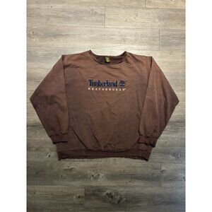 Vintage Timberland Weathergear Crewneck Sweatshirt Sz 2XL Brown Hip Hop 90s Y2K